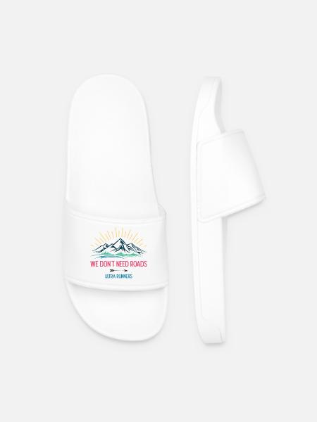 We Don't Need Roads. Ultra Runners - Men’s Pool Sliders - white