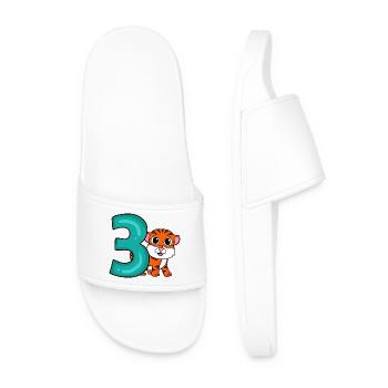 3 birthday 3 years old with animal motif - three - Men’s Pool Sliders - white - Front