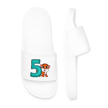 5 Birthday 5 years old with animal motif - five - Men’s Pool Sliders - white - Front