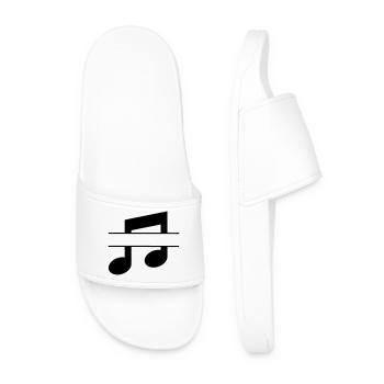 Musical note text banner - Men’s Pool Sliders - white - Front