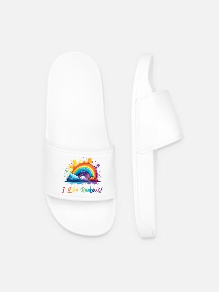 I Like Rainbows - Men’s Pool Sliders - white