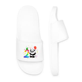 Second Birthday 2nd Year Panda Cute Gift - Men’s Pool Sliders - white - Front