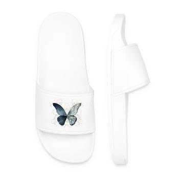 Butterfly wings in bluish watercolors - Men’s Pool Sliders - white - Front