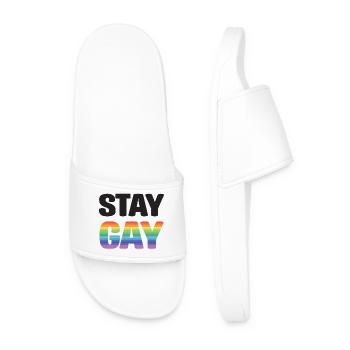LGBTQ Pride Month - Stay Gay - Men’s Pool Sliders - white - Front