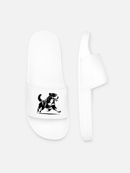 Bernese Mountain Dog - Men’s Pool Sliders - white