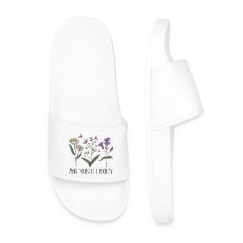 Vintage Retro Wildflowers Make Yourself a Priority - Men’s Pool Sliders - white - Front