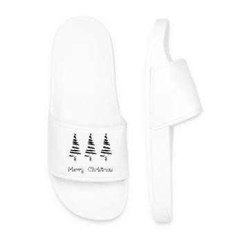 CHRISTMAS. MERRY CHRISTMAS. MERRY CHRISTMAS. SANTA CLAUS - Men’s Pool Sliders - white - Front
