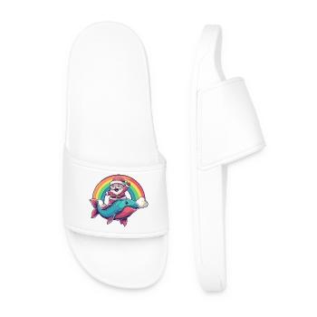 Piranha Poisson Père Noël Arc-en-ciel - Claquettes Homme - blanc - Devant