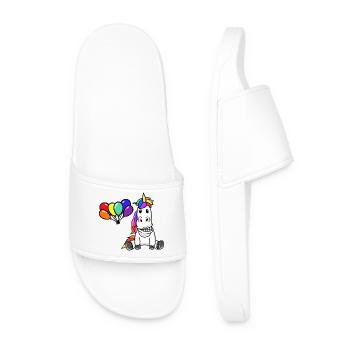 Ballons arc-en-ciel licorne LGBT Gay Pride - Claquettes Homme - blanc - Devant