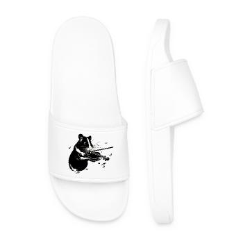 Hamster Playing a Violin - Music Hamster - Men’s Pool Sliders - white - Front