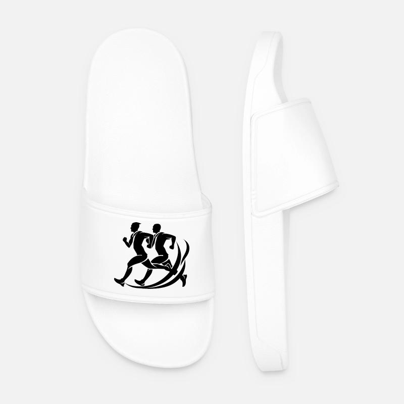 Jogger Drawing - Men’s Pool Sliders - white