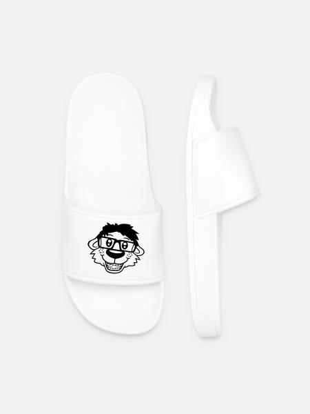 Dog Nerd Hornglasses Geek Braces Smart Funny - Men’s Pool Sliders - white