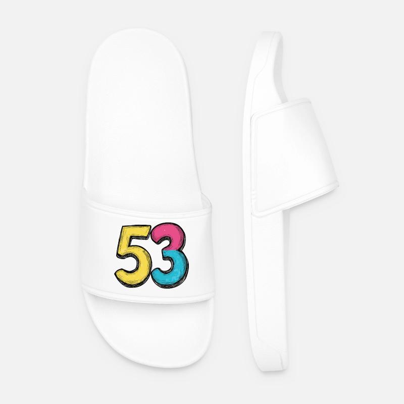 53 Zahl Symbol - Männer Badelatschen - Weiß