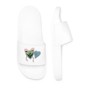 Flower medallion with heart ribbon - Men’s Pool Sliders - white - Front