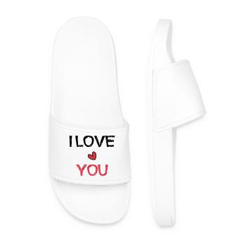 MOM. MOTHER'S DAY. HEART. FEAST. HAPPY BIRTHDAY - Men’s Pool Sliders - white - Front
