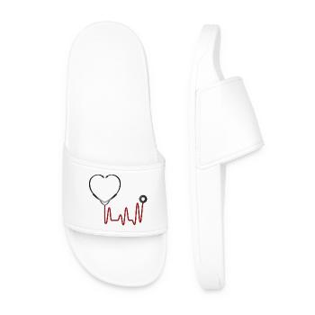 Symbolic medicine motif with stethoscope - Men’s Pool Sliders - white - Front