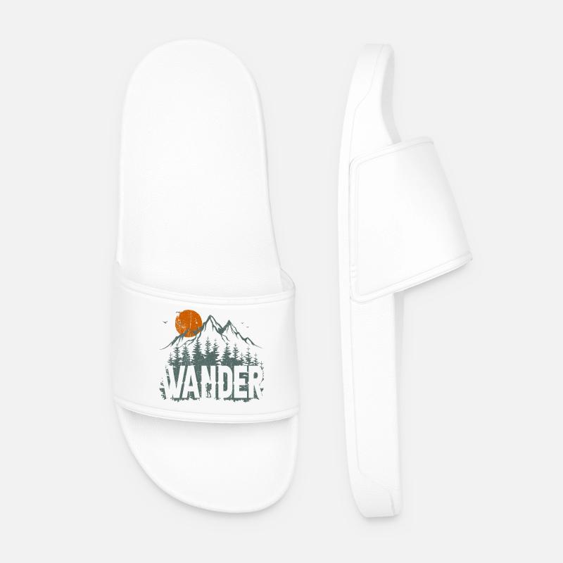 Mountain Wilderness Explorer Design - Men’s Pool Sliders - white