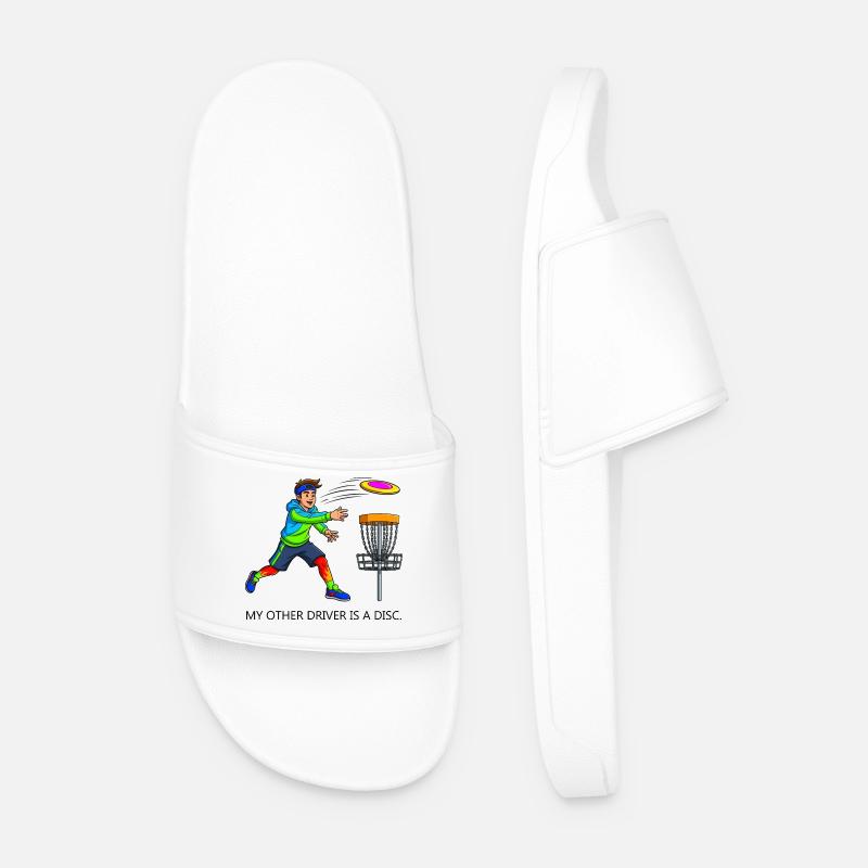 Disc Golf Player - Men’s Pool Sliders - white