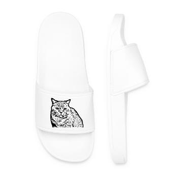 British Shorthair Chat Noir Chat Chaton - Claquettes Homme - blanc - Devant