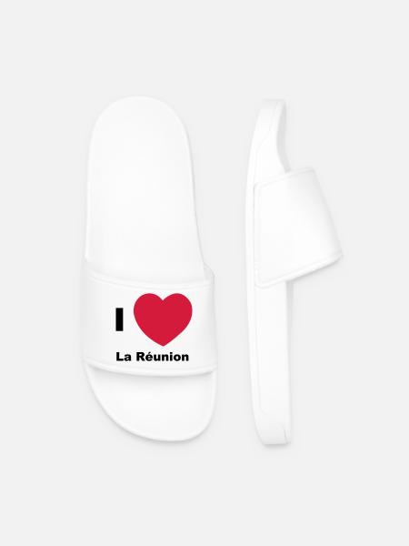 I love Reunion Island - Men’s Pool Sliders - white