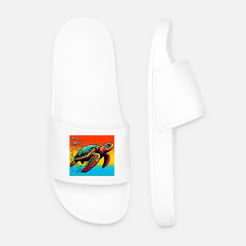 Schildkröte - Männer Badelatschen - Weiß