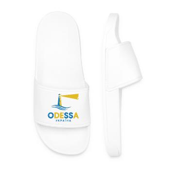 Odessa Lighthouse Night Scene Tee - Men’s Pool Sliders - white - Front