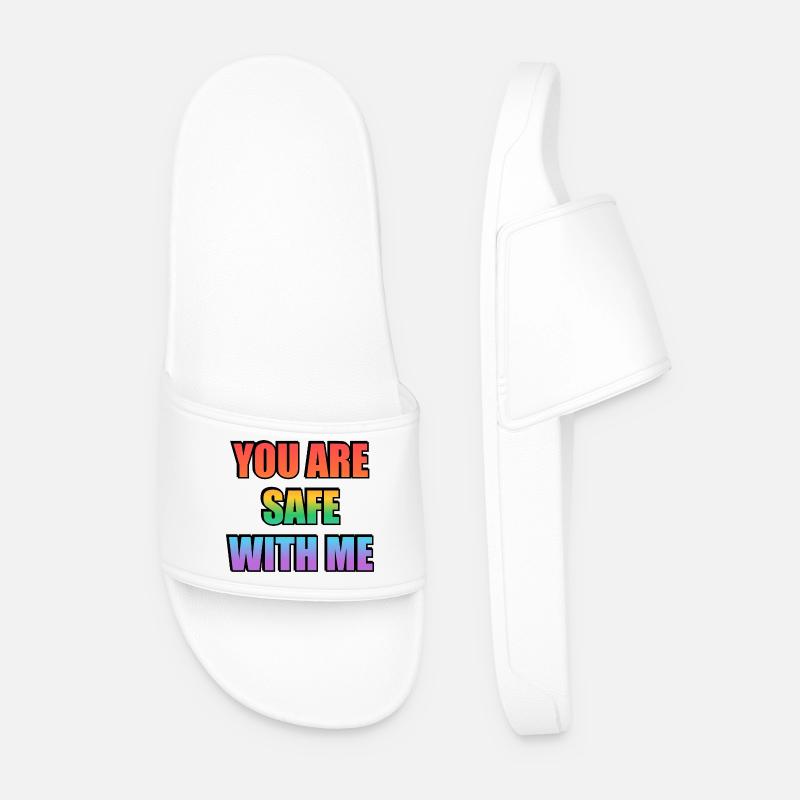 You Are Safe With Me Gradient - Men’s Pool Sliders - white