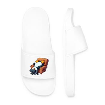 Lustiger Pinguin VR Gaming Zocker Nerd Sessel - Männer Badelatschen - Weiß - Vorne