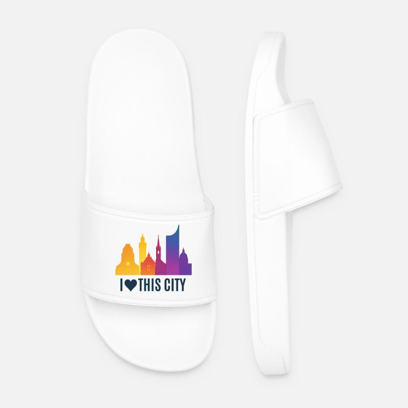 Herzstadt Skyline Gradient - Männer Badelatschen - Weiß