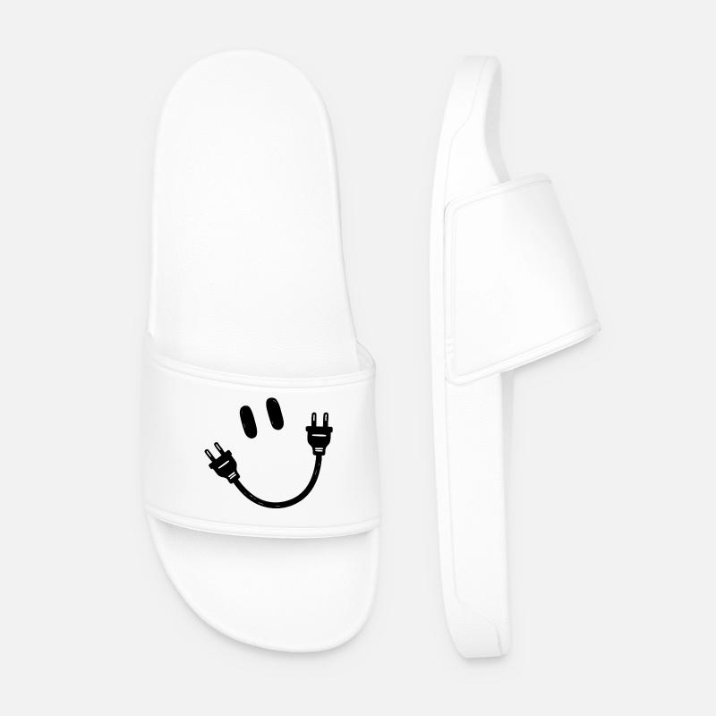 Electrician Electrical Engineer Schuko Plug Funny - Men’s Pool Sliders - white