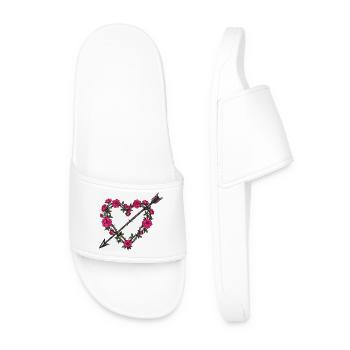Heart pink red love - Men’s Pool Sliders - white - Front