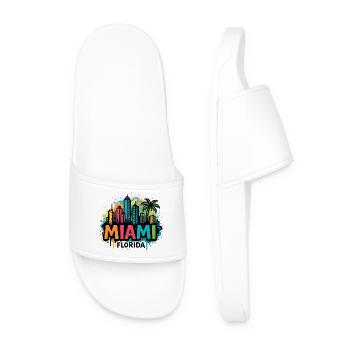 Miami Skyline Graffiti - Men’s Pool Sliders - white - Front