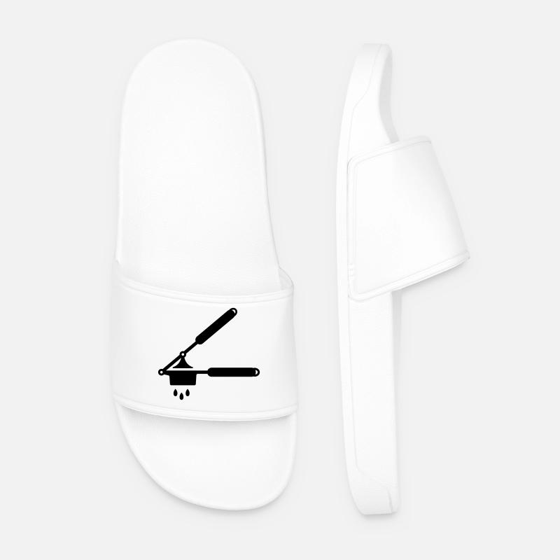 Knoblauch Presse oder Spätzle Presse - Männer Badelatschen - Weiß