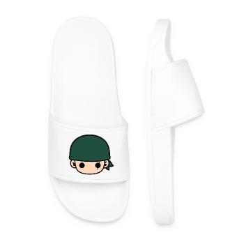 Cute Zoro Pirate Bandana Head Cartoon - Men’s Pool Sliders - white - Front