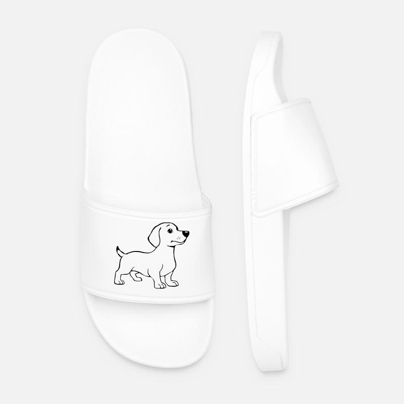 Dachshund Hunde T-shirt Geschenk - Männer Badelatschen - Weiß
