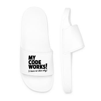 My Code Works! (I Have No Idea Why) - Men’s Pool Sliders - white - Front