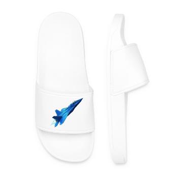 Blue Geometry Jet - Men’s Pool Sliders - white - Front