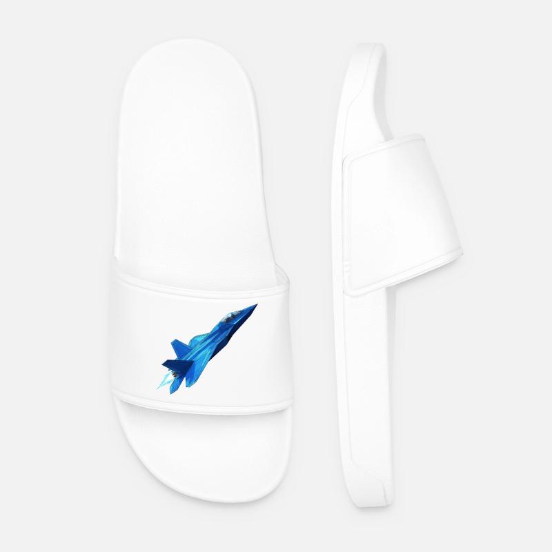 Blue Geometry Jet - Men’s Pool Sliders - white