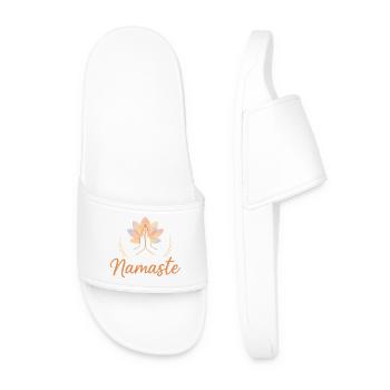 Namaste Lotus Motif - Men’s Pool Sliders - white - Front