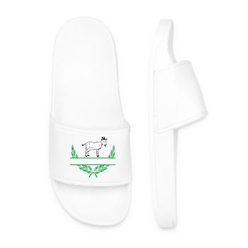 Goat Laurel Wreath with Namespace - Men’s Pool Sliders - white - Front