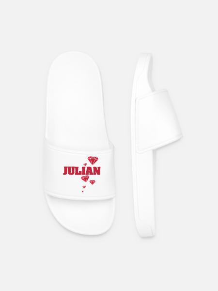 Gift for Julian - Men’s Pool Sliders - white