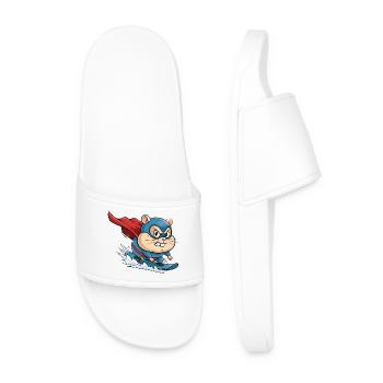 Dessin animé de super-héros hamster surf skate - Claquettes Homme - blanc - Devant
