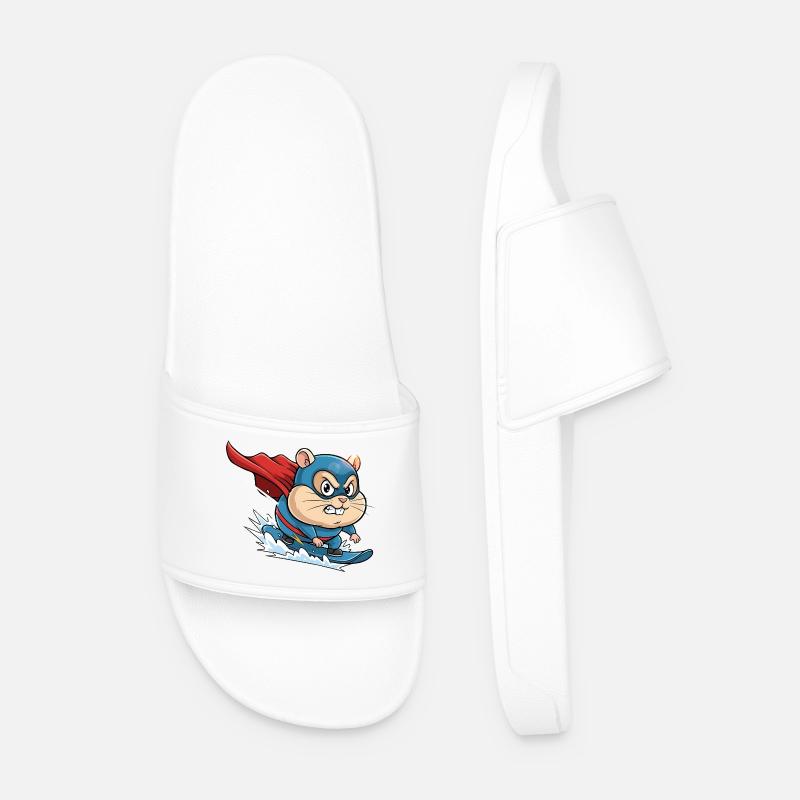 Cartone animato con criceti e surf skate con supereroi - Ciabatte per il mare da uomo - bianco