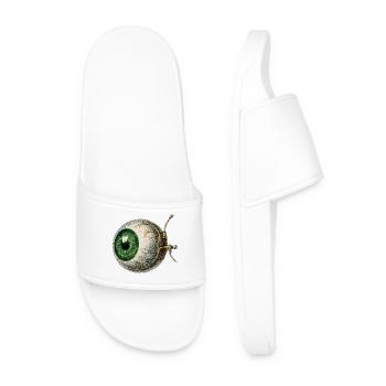 Anatomical Eye with Green Iris – Vintage Style - Men’s Pool Sliders - white - Front