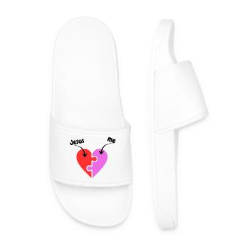 Jesus & me - Heart - Puzzle - Christian - Men’s Pool Sliders - white - Front