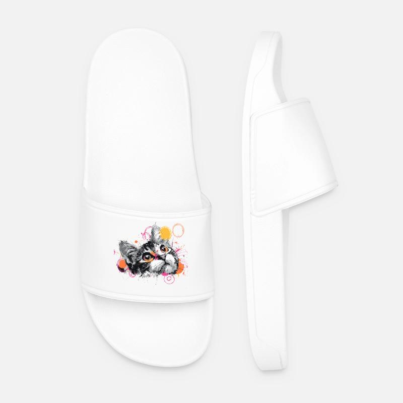 Katzenkopf Farbexplosion - Männer Badelatschen - Weiß