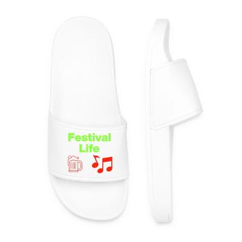 Festival Life – Beer & Beats! - Men’s Pool Sliders - white - Front