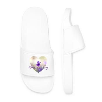 Heart Flowers Mother's Day Design Purple Flower Purple Blossom - Men’s Pool Sliders - white - Front