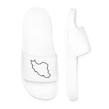Iran Map Silhouette Persia - Men’s Pool Sliders - white - Front