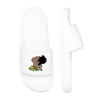 woman portrait - Men’s Pool Sliders - white - Front